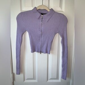 Forever 21 Lavender Zip Up Crop Top